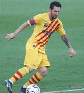 Messi in Yellow Barcelona Jersey