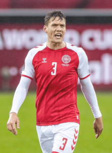 Jannik Vestergaard in Danish Red jersey