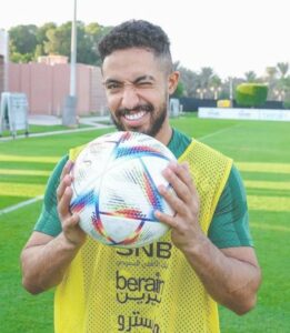 Hattan Bahebri with a ball
