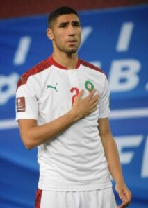 Achraf Hakimi in Moroccan white jersy