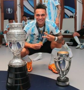 Lautaro Martínez With A Trophy