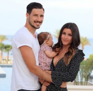 Mathew Leckie with wife and daughter